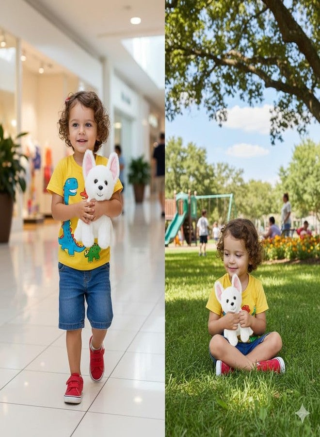 STRIDERS لعبة كلب أبيض ناعم من ستريدرز فوري بالز - حيوان محشو لطيف، هدية رائعة للأطفال والرضع والكبار | مثالية للعب والنوم والسفر والتجميع | 10 بوصات - Image 4